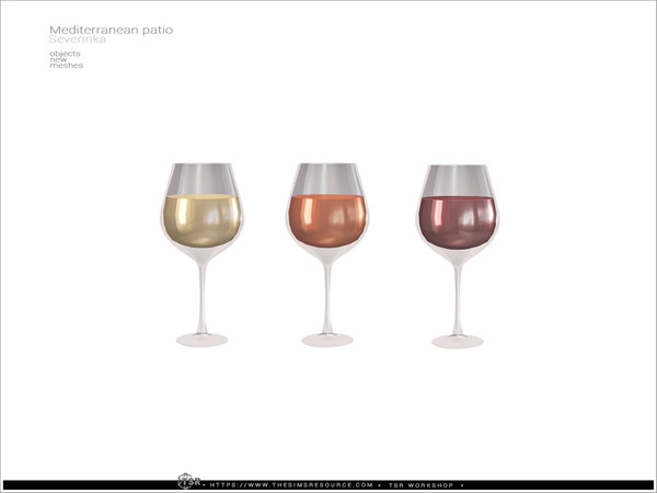 Sims 4 — Mediterranean wine glass by Severinka_ — A set of furniture and decor to decorate a patio in a Mediterranean
