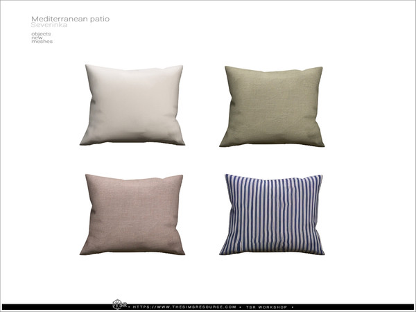 Sims 4 — Mediterranean chair pillow by Severinka_ — A set of furniture and decor to decorate a patio in a Mediterranean