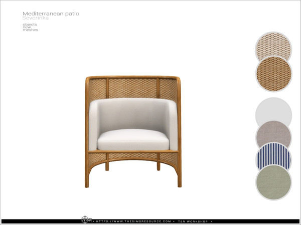 Sims 4 — Mediterranean chair by Severinka_ — A set of furniture and decor to decorate a patio in a Mediterranean style.