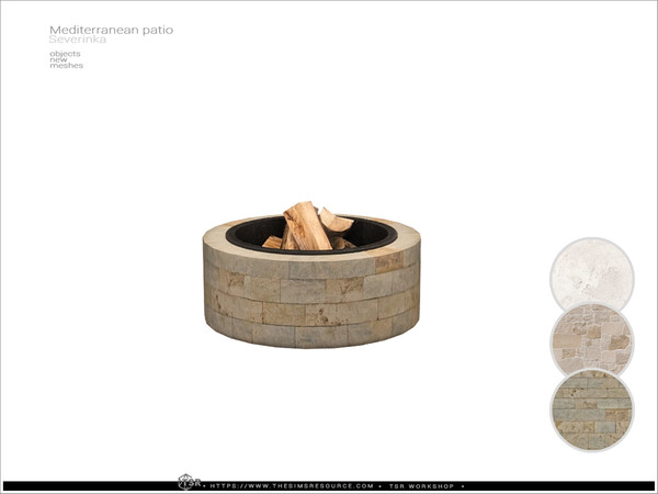 Sims 4 — Mediterranean fire bowl by Severinka_ — A set of furniture and decor to decorate a patio in a Mediterranean