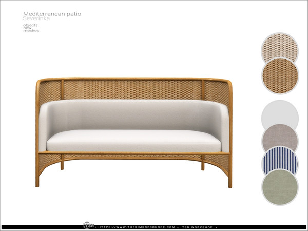 Sims 4 — Mediterranean loveseat by Severinka_ — A set of furniture and decor to decorate a patio in a Mediterranean