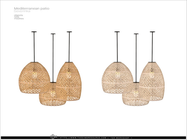 Sims 4 — Mediterranean rattan candeliers by Severinka_ — A set of furniture and decor to decorate a patio in a