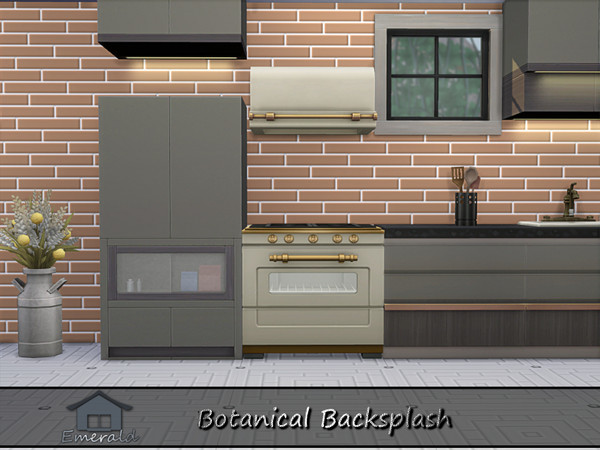 Sims 4 — Botanical Backsplash S 5 by Emerald — Botanical backsplash brings nature indoors using plant,leaf or floral