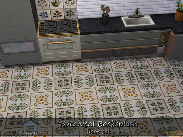 Sims 4 — Botanical Backsplash floor2 by Emerald — Botanical backsplash brings nature indoors using plant,leaf or floral