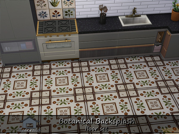 Sims 4 — Botanical Backsplash floor4 by Emerald — Botanical backsplash brings nature indoors using plant,leaf or floral