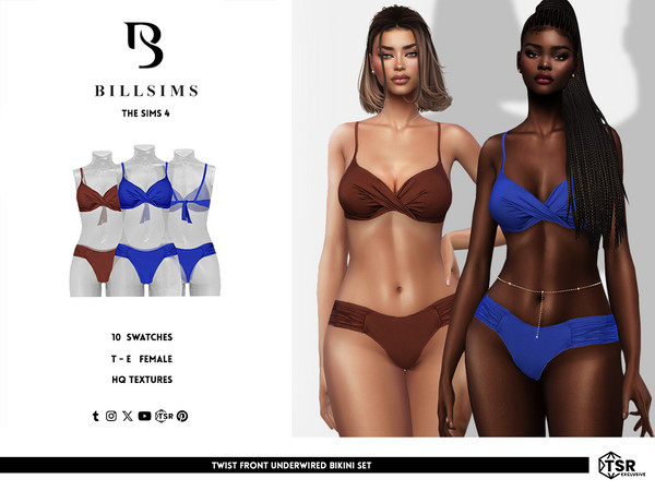 Sims 4 — Twist Front Underwired Bikini Set by Bill_Sims — This set includes a bikini top with a twist front detail and