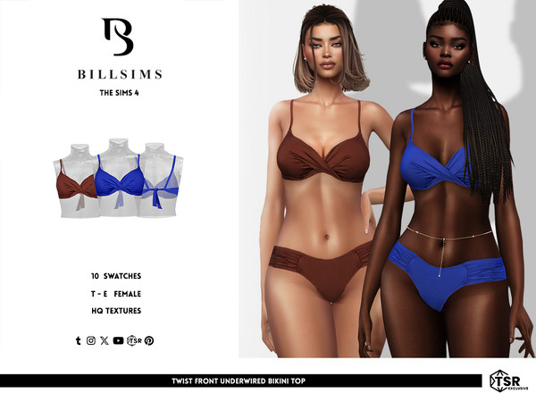 Sims 4 — Twist Front Underwired Bikini Top by Bill_Sims — This set includes a bikini top with twist front detail and