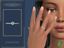 Sims 4 — Sapphire Dainty Flower Ring by Pitted0live — Thin band ring with a dainty sapphire and diamond flower Custom