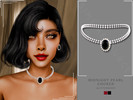 Sims 4 — Patreon - Midnight Pearl Choker Necklace by Glitterberryfly — A black onyx gemstone pearl choker necklace No