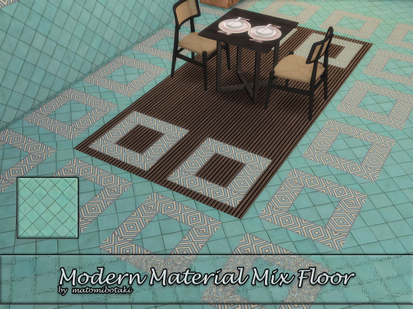 Sims 4 — Modern Material Mix Floor by matomibotaki — Attractive mix of materials floor ceramic tiles, and an appealing
