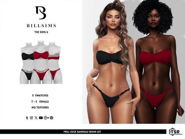 Sims 4 — Frill Edge Bandeau Bikini Set by Bill_Sims — This set includes a bikini top with a frill edge trim and a