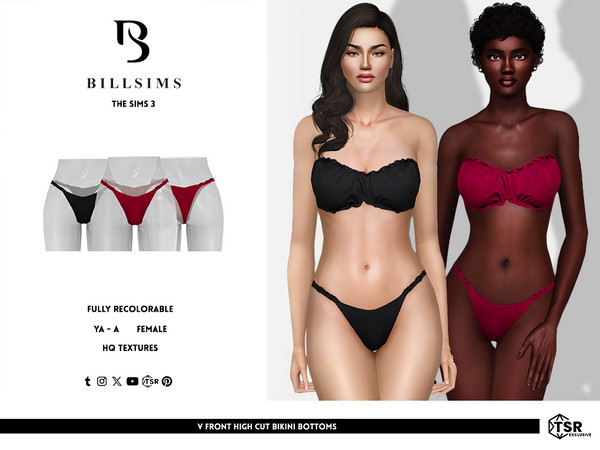 Sims 3 — V Front High Cut Bikini Bottoms by Bill_Sims — These bikini bottoms feature a V-front cut and a high-cut leg