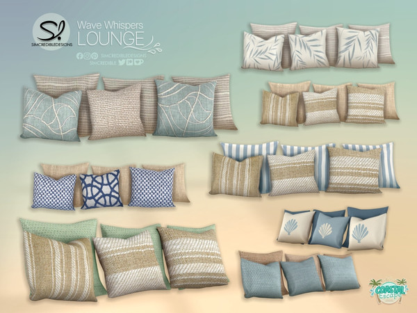 Sims 4 — Wave Whisper Lounge 6 Cushions by SIMcredible! — Today we're bringing a slice of paradise to your Sims. Inspired