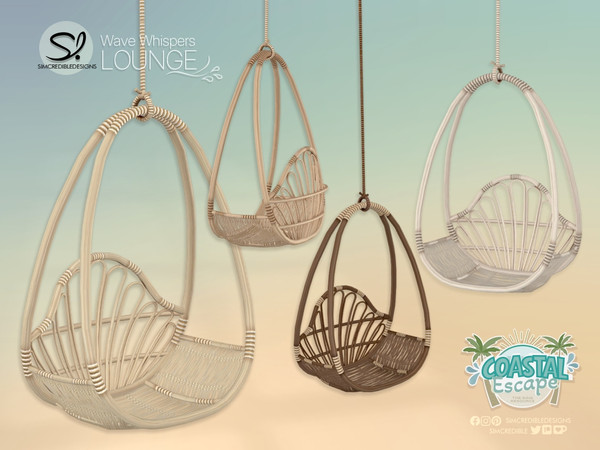 Sims 4 — Wave Whisper Lounge Hanging Chair Short by SIMcredible! — Today we're bringing a slice of paradise to your Sims.