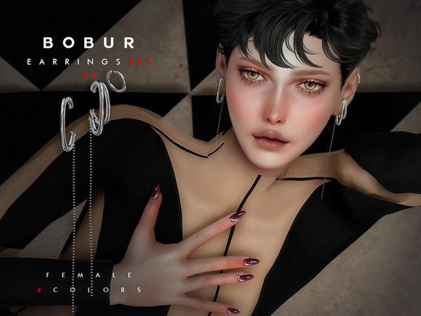Sims 4 — Bobur Earrings 205 V1 by Bobur2 — Chroma Cuffs Set for fermale