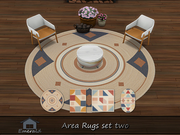 Sims 4 — Area Rugs set two by Emerald — Area rugs provide a cozier,warmer texture underfoot.
