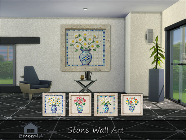 Sims 4 — StoneWallArt by Emerald — Stone wall art represents harmony with Earth,respectful relationship between human