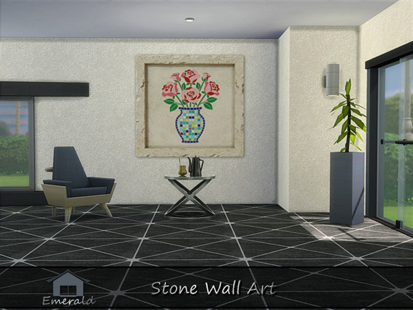 Sims 4 — StoneWallArt1 by Emerald — Stone wall art represents harmony with Earth,respectful relationship between human