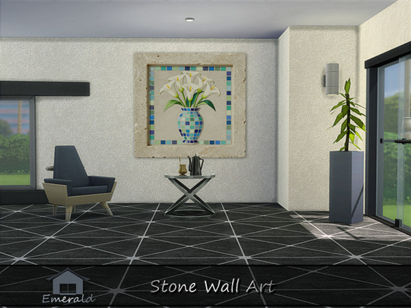 Sims 4 — StoneWallArt3 by Emerald — Stone wall art represents harmony with Earth,respectful relationship between human