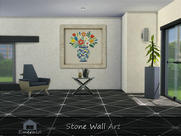 Sims 4 — StoneWallArt4 by Emerald — Stone wall art represents harmony with Earth,respectful relationship between human