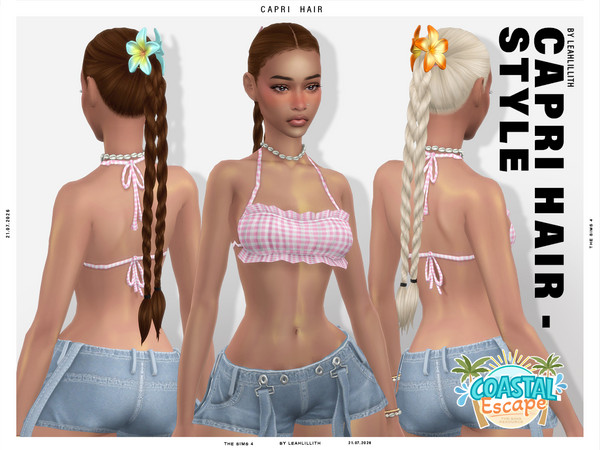 Sims 4 — Coastal Escape Capri Twist Braid Hairstyle by Leah_Lillith — There is a claw clip recolor accessory that can be