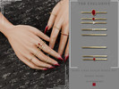 Sims 4 — Ruby Luxe Ring Stack Set - Right Hand by Glitterberryfly — A set of 3 rings for the right hand. All set in gold