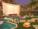 Sims 4 — Summer cinema noCC by Mrshmllwsims — Summer cinema with a pool, food court, picnic mats, and a photo booth