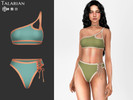 Sims 4 — Aliza Asymmetrical Lace Up Bikini by talarian — Two piece bikini featuring an asymmetrical one shoulder top with