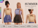 Sims 4 — POLKA AND DENIM SET - TOP by linavees — New Mesh
