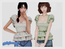 Sims 4 — Margarida Ruffled Shirt by ohmybunnny — New mesh 27 swatches All LODs HQ Compatible