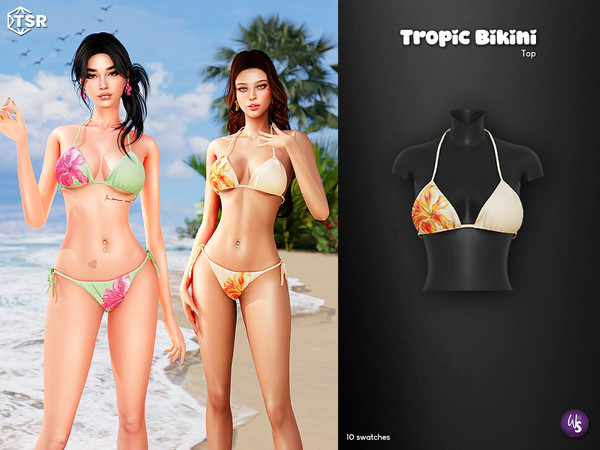 Sims 4 — Tropic - Bikini Top by WisteriaSims — Bring a touch of paradise to your Sims summer wardrobe with the Tropic