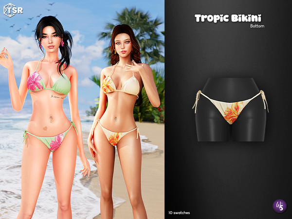 Sims 4 — Tropic - Bikini Bottom by WisteriaSims — Bring a touch of paradise to your Sims summer wardrobe with the Tropic