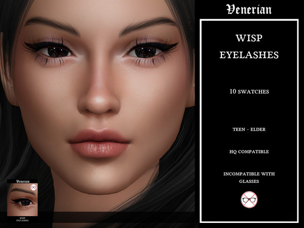Sims 4 — Venerian_Wisp_Eyelashes_(Glasses)_HQ by Venerian — 10 swatches Teen to elder Two versions available: