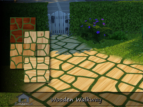 Sims 4 — Wooden Walkway by Emerald — Wooden Walkway adds a charm to gardens and outdoor spaces while keeping your feet