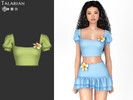 Sims 4 — Rosa Plumeria Puff Sleeve Crop Top by talarian — Crop top with square neckline, short puff sleeves, and three