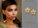 Sims 4 — Blue Sapphire Gold Flower Studs by Glitterberryfly — A blue sapphire gemstone flower stud set in gold
