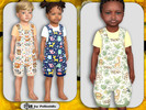 Sims 4 — Toddler Cute Animals Dungarees by Pelineldis — Kids fashion clothing: five short overalls for toddler boys and