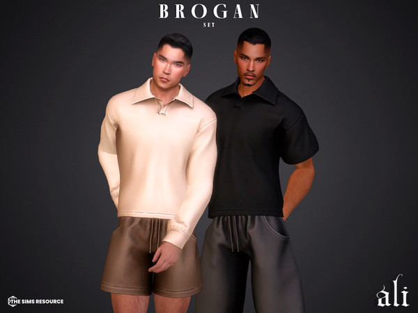 Sims 4 — BROGAN set by ali1 — 2x Polo Top, Pants and Shorts