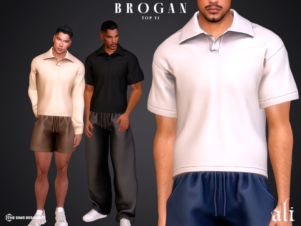 Sims 4 — BROGAN top v1 by ali1 — 2x Polo Top, Pants and Shorts