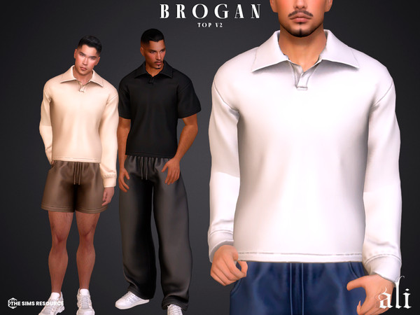 Sims 4 — BROGAN top v2 by ali1 — 2x Polo Top, Pants and Shorts