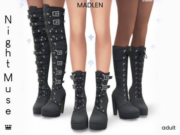 Sims 4 — [Madlen] Night Muse - Valkyrie (Boots) (Default Height) by Madlen — Dark, daring, and drop-dead gorgeous!