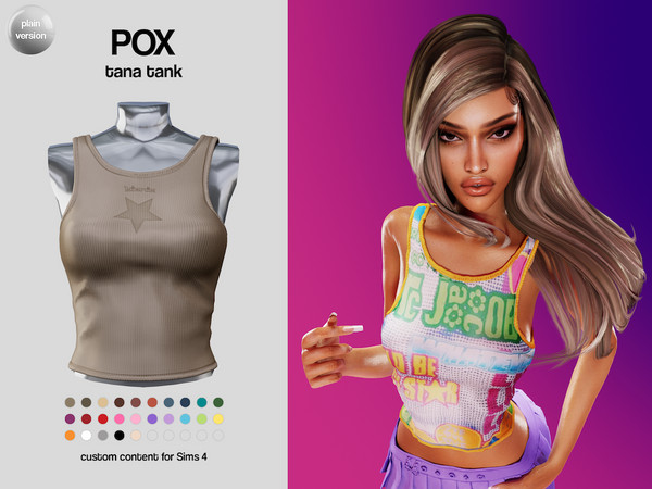 Sims 4 — POX - Tana Tank Plain Version by VentaStudio — Heaven Tank Print Version