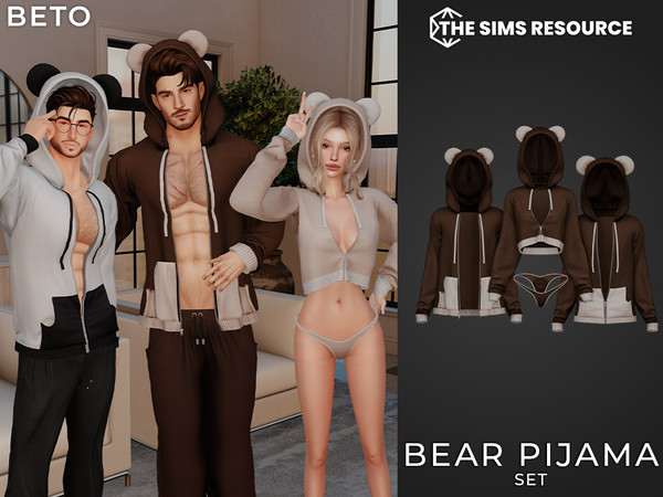 Sims 4 — By Beto - Bear Pijama (Sweater V1 Female) by Beto_ae0 — Bear pajama set for men and women, enjoy!