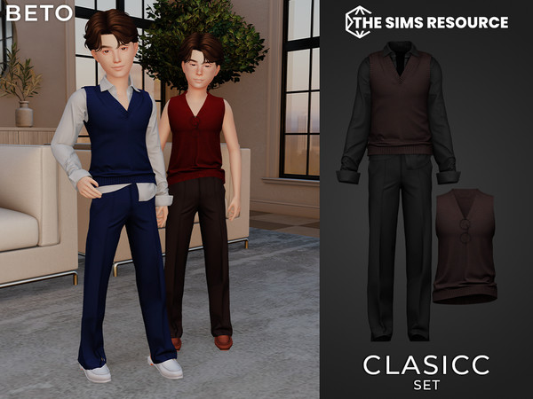 Sims 4 — By Beto - Classic (Top V1 Child Version) by Beto_ae0 — Classic, elegant, minimalist, and old-money men's attire