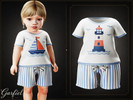Sims 4 — Infant - Cozy nautical outfit with lighthouse print and striped shorts by Garfiel — A sweet infant outfit