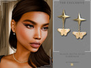 Sims 4 — Black Gold Moth Star Earrings by Glitterberryfly — A gold star pendant earring with moth
