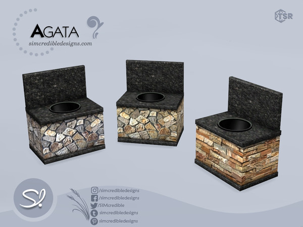 Sims 4 — Agata Trash can by SIMcredible! — by SIMcredibledesigns.com available at TheSimsResource 5 colors variations