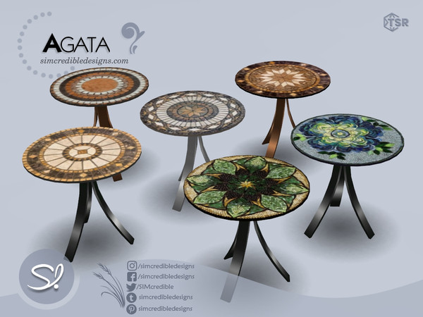 Sims 4 — Agata Dining Table by SIMcredible! — by SIMcredibledesigns.com available at TheSimsResource 6 colors +