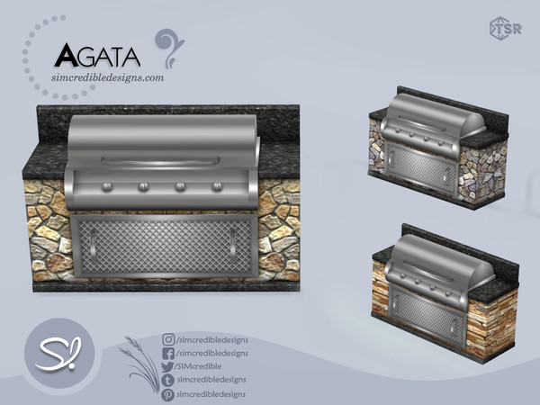 Sims 4 — Agata Grill by SIMcredible! — by SIMcredibledesigns.com available at TheSimsResource 5 colors variations