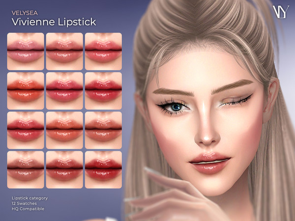 Sims 4 — VELYSEA Vivienne Lipstick by VELYSEA — Face Paint category HQ comatble 20 swatches
